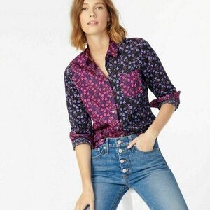 J. Crew x Liberty | Slim Fit Button Down Mixed Floral Top